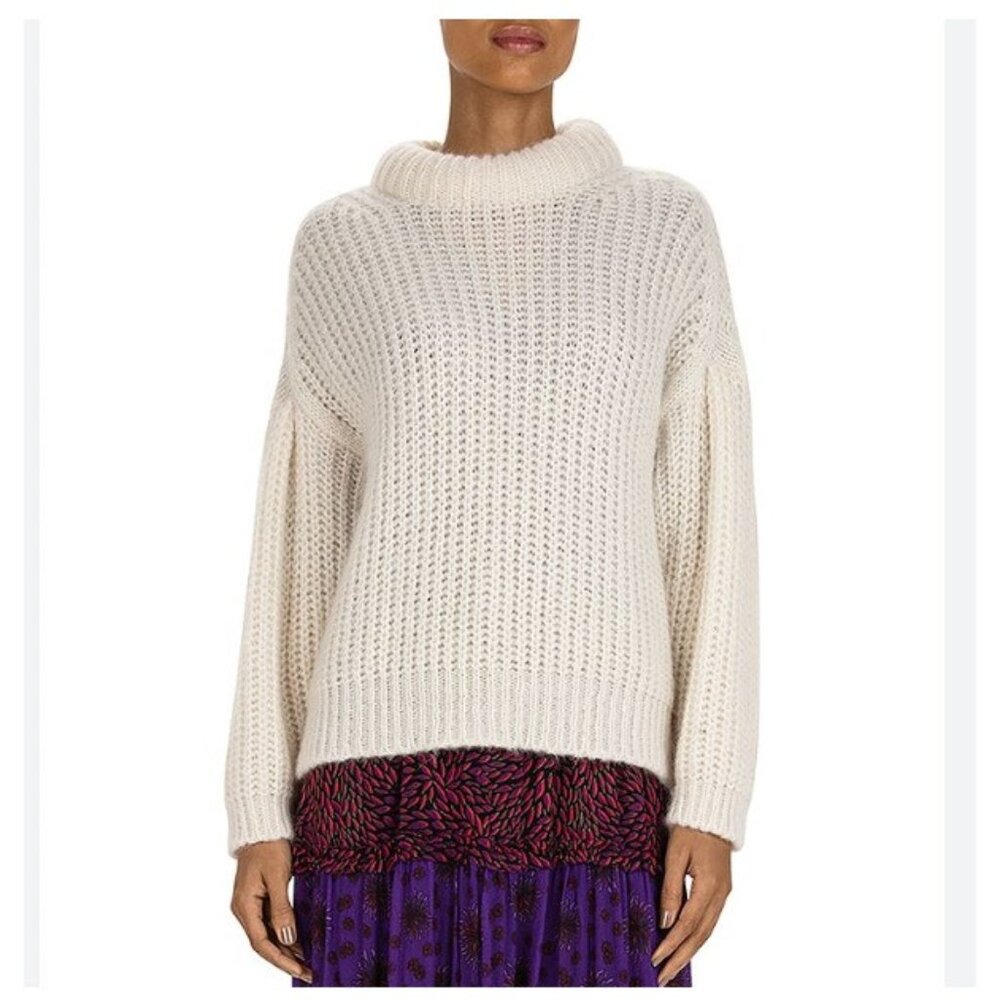 Ba&sh Emma Sweater Womens Small White Chunky Knit Alpaca Pullover Made In Italy